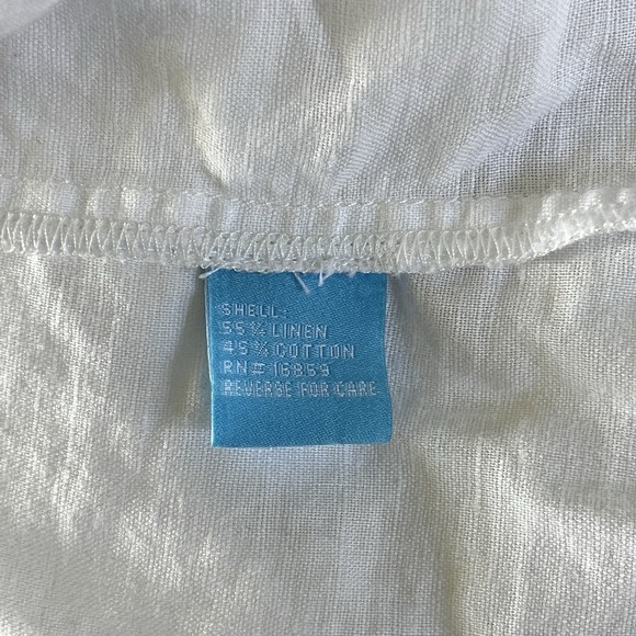 J. McLaughlin White Peasant Boho Top Blouse Shirt Womens M Linen Blend - Picture 8 of 8